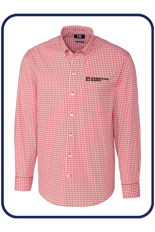 Johnstone Cutter & Buck Easy Care Stretch Gingham Mens Long Sleeve Dress Shirt